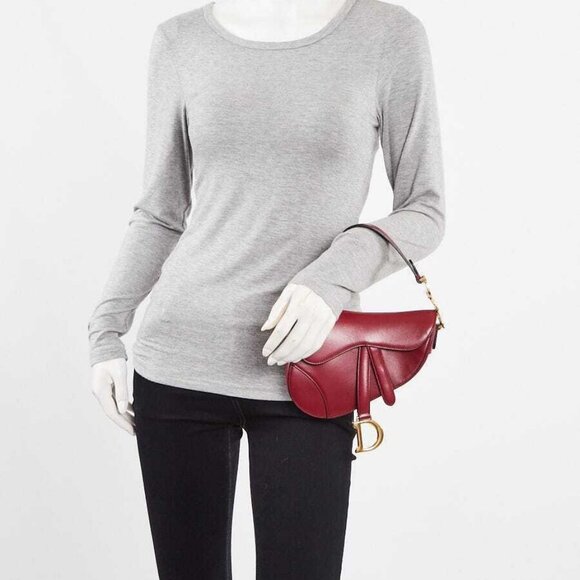 Christian Dior Red Smooth Leather Mini Saddle Bag - Picture 3 of 10